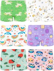 BliBliTaTa Girls Boyshorts Underwear,Soft Cotton Tagless Panties for Toddlers & Little Kids Comfort,Breathable Briefs in Sizes 2T,4T,6,8,10,12 Years Old,6-Pack Ice Lolly Owl-4T