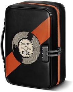 DEEGO DVD CD Storage Case with Lock, 120 Capacity CD Case Holder, Leather DVD Organizer with Smart Multi-Slot for USB, SD Card, Blu-ray Wallet Album for Car, Home, Travel, Gifts for Media Collectors