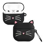 kwmobile Silicone Case Compatible with Apple AirPods 3 Case Cover - Cat Black/White