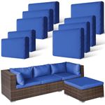 Patelai 9 Pcs Outdoor Patio Cushions Replacement Covers Fit for 4 Seater Sofa, Patio Cushion Covers Replacement Waterproof Cushion Cover, Cushions Covers Replacement Only (Dark Blue)