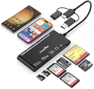 Multi Card Reader with USB C Lightning USB A Connector for SD CF XD MS Micro SD TF, 7 in 3 Memory Card Reader Adapter Hub for iPhone/iPad/MacBook/Samsung, for Windows, Mac OS, iOS, Linux, Android