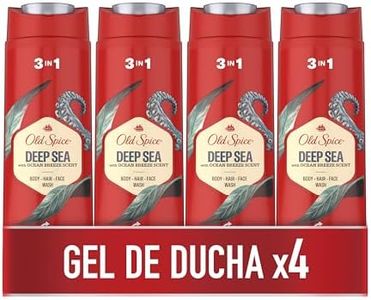 Old Spice Deep Sea Gel De Baño Y Champú Para Hombres, Jabón 3 En 1 Para Cuerpo, Pelo Y Rostro, Frescor Duradero, Pack 4x400 ml