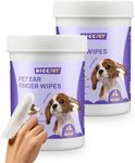 HICC PET Dog Ear Wipes Finger 100 Count Dog Ear Cleaner Wipes for Dogs & Cats, Dog Ear Infection Treatment to Relieve Ear Itching & Inflammation, Remove Ear Wax, Dirt, Smelly - Unscented