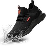 Ulogu Waterproof Steel Toe Shoes for Men Comfy Lightweight Non-Slip Work Safety Shoes 6-Month Warranty, Black, 12.5