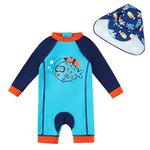 upandfast Toddler L/S Rashguard Swimsuit for Baby Boy(Blue,12-18 Months