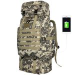 Vaupan Hiking Backpack, 80L Camping Military Tactical Backpack with USB Charging Port, Waterproof Large Travel Daypack Outdoor Molle Rucksack for Men Women (City Camo)