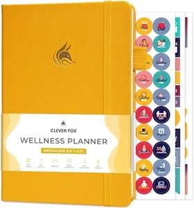 Clever Fox Wellness Planner - Weekly & Daily Health and Wellness Log, Food Journal & Meal Planner Diary for Calorie Counting, Notebook for Medical Condition Tracking, A5-Sized - Amber Yellow