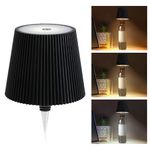 ZEKOTEN Wireless Bottle Light Head,Rechargeable Touch Control Portable LED Wireless Bottle Lamp,3 Colors Dimmable Bottle Night Light for Restaurants, Rooms and Parties (Stripe Black, One Size)