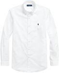 POLO RALPH LAUREN Men's Classic Fit Poplin Sport Shirt, Pure White, Large