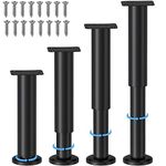 4 Pcs Adjustable Height Bed Support Legs for Bed Frame/Bed Center Slat, Metal Adjustable Furniture Legs 7.08-12 inch for Bed/Sofa/Cabinet/Couch/Dresser/Table -Heavy Bed Replacement Legs