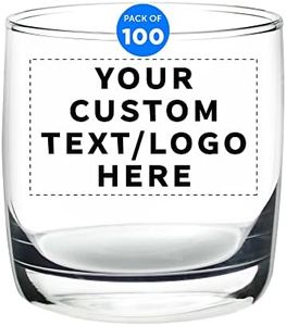 Custom Whiskey Glasses 10 oz Set of 100, Personalized Bulk Pack - Heavy Base Old Fashioned Glass, Perfect for Scotch, Bourbon, Whiskey, Cocktail - Clear