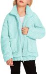 Arshiner Girls Jacket Sherpa Zip Ski Coat Outwear Clothes Light Blue 5-6