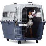 PETARCHI DESIGN STUDIO FOR PETS 48" Heavy Duty Dog Travel Carrier Flight Crate For Dogs Iata Compliant Airline Approved Dog Crate Pet Travel Kennel - White & Grey (48 Inches, L X 32" W X 35" H)