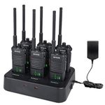 Retevis RT86 Walkie Talkies, Long Distance Walkie Talkies for Adults, 2 Way Radio with 6-Way Socket, Remote Alarm, 2600mAh, Rugged Professional 2 Way Radio for Constuction, Warehouse (Black, 6PCS)