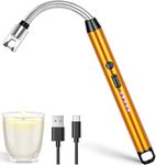 Crasts USB Plasma Rechargeable Electric Gas Lighter for Kitchen, Pooja Room, Candles, BBQ, Multi Purpose - 360 Degree Flexible & Windproof (Gold)