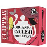 Clipper Fairtrade Organic English Breakfast Tea Bags | Black Tea Bags | Natural, Unbleached, Plant-Based Biodegradable & Sustainable Teabags | Eco Conscious, Non GM & Fair Trade Tea (80 Teabags)