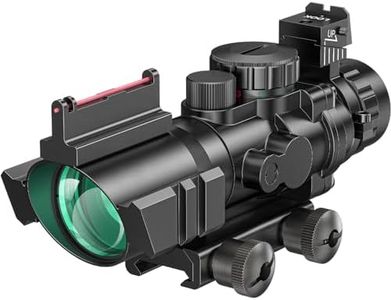 MidTen 4x32 Tactical Rifle Scope Red & Green & Blue Illuminated Reticle Hunting Guns Scope with Mount for 20mm Rail & Fiber Optic Sight