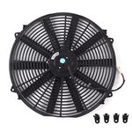 24V Radiator Fan,Electric Radiator Cooling Fan,16 inch Radiator Fan Universal Slim Fan Push Pull Electric Radiator Cooling Fan 24V 120W for Car Truck RV