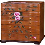 Xloverise Hand-Painted Wooden Jewelry boxes for women,large jewlrey box&organizers for necklace hanger,jewerly organizer,9-layer large capacity jewelry storage box,jewelry cabinet lockable