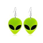 Alien Earrings for Women Funny Alien Head Dangle Earrings Cartoon Alien Earrings Novelty Acrylic Statement Earrings Jewelry Gift for Girls