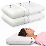 MY ARMOR Memory Foam Pillows for Sleeping & Neck Pain, Orthopedic Pillows for Shoulder & Back Support, Combo of Queen Size Pillows - 22x14x4 Inches with Removable Zipper Cover, White, Set of 2