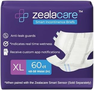 Zealacare Smart Incontinence Briefs – Disposable Adult Diapers with Built-in Sensor Strips for Real-Time Moisture Detection (Sensor Sold Separately) Overnight Protection (X-Large, 60, Count)