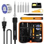 120W LED Soldering Iron Kit, 7s Fast Heating Adjustable Temp 356-968℉ Auto Sleep Precision Welding Gun Tools Electronics Repair with Solder Wire, 5 Soldering Tips, Desoldering Pump, Stand, Tweezers