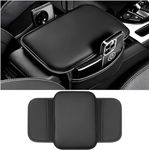 Obedient Car Armrest Cushion Pad Soft PU Centre Armrest for Car Console 2 in 1 Automotive Car Center Console Car Armrest with Pocket Multipurpose Armrest Cushion Pad for Car - Black