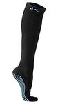 LA Active Graduated Compression Socks with Non-Slip Grips for Safety - 15-20mmHg for Women & Men - Travel, Recovery, Medical (Cool Blue, S/M)