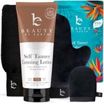 Self Tanner & Tanning Application Kit - Bundle of Sunless Tanning Lotion Made With Natural & Organic Ingredients, Exfoliation Mitt, Body and Face Applicator Glove for a Professional Self Tan