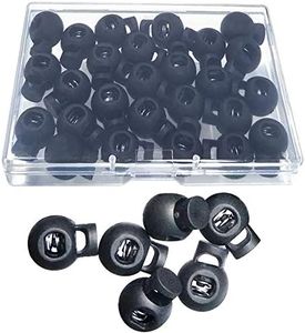 25 PCS Adjustable Ball Cord Lock Round Toggle Stopper Cord Stop Toggle Rope Toggle Spring Cord Clips, for Paracord, Drawstrings, Camping, Hiking, Shoelace Replacement, Sports, Backpack,Black, Black,