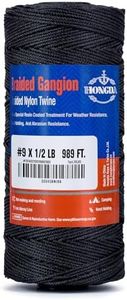 Hongda #9 Braided Bank Line Twine, 989 Feet Black Bonded Nylon Gangion Line (70–300 lb), Predictable Break Strength • Abrasion & UV Resistant • Clean Easy for Offshore Tuna Longline & Groundfish Sets