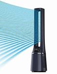 Midea 2-in-1 Bladeless Tower Fan & Air Purifier 42", AMS150-BC, 10-Speed with Remote Control and Timer, Air Purification with H13 HEPA Filter and Net Ion Technology, Navy Black