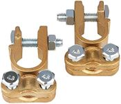 Ampper Brass Battery Terminals Connectors Clamps, Top Post Battery Terminal Protector Set for Marine Car Boat RV Vehicles (1 Pair)