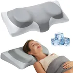ABLEGRID Contour Memory Foam Cervical Pillow,FSA HSA Eligible Cooling Gel Pillow for Neck and Shoulder Pain Relief,Ergonomic Orthopedic Adjustable Bed and Support Pillow for Side,Back,Stomach Sleeper