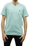 U.S. Polo Assn. Men's V-Neck Tee, Jade Green Heather, Medium