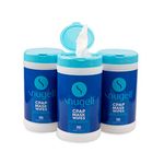 CPAP Mask Wipes by Snugell - Unscented - 100% Soft Cotton - Lint & Alcohol Free - Skin Safe with Aloe Vera - Easy Opening Canister - For Cleaning CPAP Mask, Tube and Devices (3)