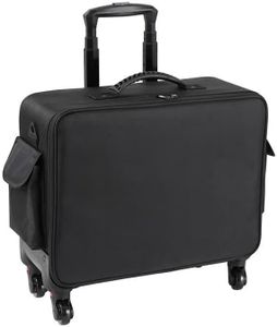 Adson Multifunctional Professional Beauty Makeup Artist Rolling Cosmetic Aluminium Vanity Trolley Beauty Train case Makeup Cosmetic Trolley Hairstylist Travel Organizer (Metallic Jet Black)