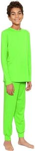 Boy's Cuff Jogger Pants with Crew Neck Top SET Neon Lime Small