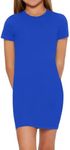 SHENHE Girl's Basic Short Sleeve Crew Neck Bodycon T Shirt Pencil Mini Dresses Royal Blue 10Y