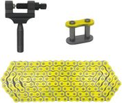 428 Motorcycle Chain and Chain Breaker,428 Roller Chain 140 Links Heavy Duty Drive Chain for 50cc 70cc 90cc 110cc 125cc Dirt Pit Bike ATV Quad Go Kart Scooter Mini Bike (Yellow)