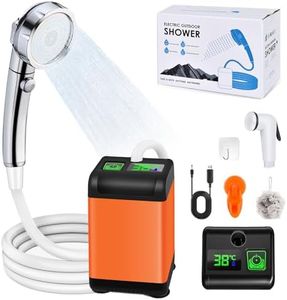 JONRRYIN Doccia da Campeggio, Doccia Portatile Aggiornata, Doccia Elettrica Aggiornata con Batteria Ricaricabile da 6000 mAh, Doccia Esterna con Display di Temperatura e Potenza
