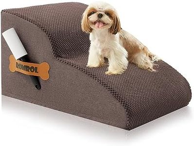 High Density Foam Dog Stairs Ramp for Beds Couches, Romrol Pet Steps with Durable Non-Slip Waterproof Fabric Cover, Dog Slope Stairs Friendly to Small Dogs and Cats or Pets Joints, 2-Tiers, Coffee