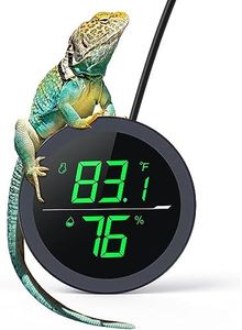 Reptile Tank Thermometer, PAIZOO LED Digital Reptile Thermometer and Humidity Gauge Hygrometer for Reptile Tank Snake Tank Accessories Pet Rearing Box with 55.2” Cable USB Power Supply- Black