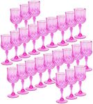 Fun Express Bulk Pink Patterned Plastic Wine Glasses, 48 Pieces, Wedding, Reception, Grand Event Party Supplies