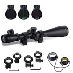 FOCUHUNTER Rifle Scope 3.5-10X50mm Tactical Sniper Scope Rapid Rangefinder Red Illuminated Reticles with 20mm/11mm Mount Rings, for Airsoft Crossbow Hunting (M3 Low Knob)