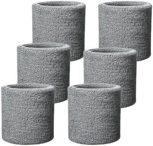 Fecawd 6 Pack Wristbands Sweatbands for Men & Women, Breathable Tennis Wrist Bands Absorbent Sweat Band Multiuse Wristband for Basketball, Running, Gym, Working Out(Grey)