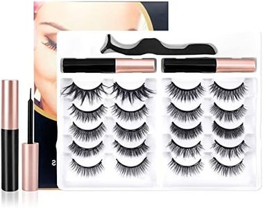 10 Pares de 3D Pestañas Postizas，Pestañas Magnéticas，Pestañas Magnéticas Reutilizables，Kit de Pestañas Magnéticas Naturales，Impermeable，Maquillaje de Larga Duracion - No Requiere Pegamento