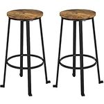 Yaheetech Bar Stools Set of 2 75cm Tall Bar Chairs Breakfast Kitchen Counter Barstools Industrial Style Pub Height Stools with Metal Frame Backless for Kitchen/Dining Room/Bar/Restaurant/Café