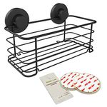 Gecko-Loc Bath Shower Caddy Organizer - Suction Cup Bathroom Storage Basket (Black, Deep)